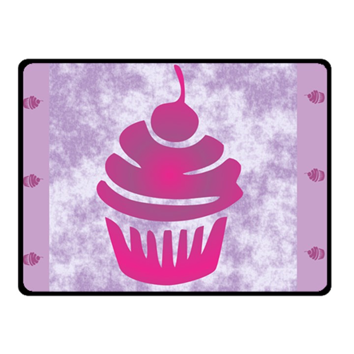 Cupcake Food Purple Dessert Baked Double Sided Fleece Blanket (Small) 