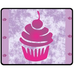 Cupcake Food Purple Dessert Baked Double Sided Fleece Blanket (medium)  by HermanTelo