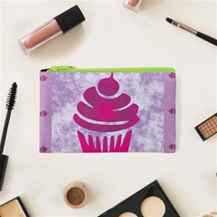 Cupcake Food Purple Dessert Baked Cosmetic Bag (xs)