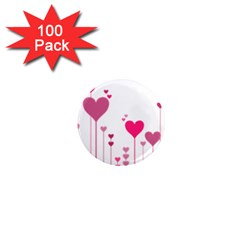 Heart Rosa Love Valentine Pink 1  Mini Magnets (100 Pack)  by HermanTelo