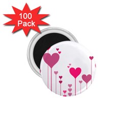 Heart Rosa Love Valentine Pink 1 75  Magnets (100 Pack)  by HermanTelo