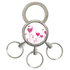 Heart Rosa Love Valentine Pink 3-ring Key Chain by HermanTelo