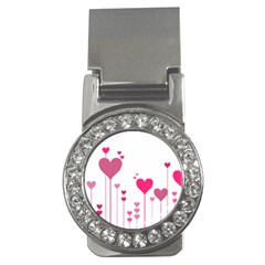 Heart Rosa Love Valentine Pink Money Clips (cz)  by HermanTelo