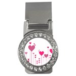 Heart Rosa Love Valentine Pink Money Clips (CZ)  Front