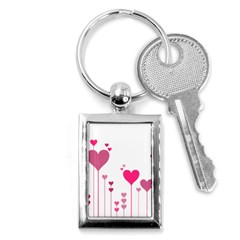 Heart Rosa Love Valentine Pink Key Chain (rectangle) by HermanTelo