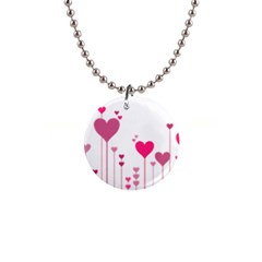 Heart Rosa Love Valentine Pink 1  Button Necklace by HermanTelo