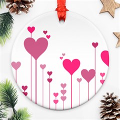 Heart Rosa Love Valentine Pink Round Ornament (two Sides)