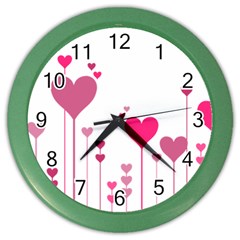 Heart Rosa Love Valentine Pink Color Wall Clock