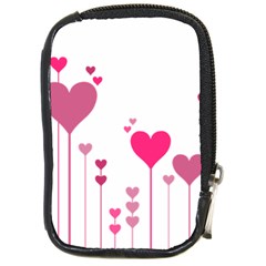 Heart Rosa Love Valentine Pink Compact Camera Leather Case by HermanTelo