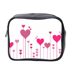 Heart Rosa Love Valentine Pink Mini Toiletries Bag (two Sides) by HermanTelo