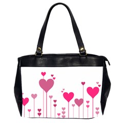 Heart Rosa Love Valentine Pink Oversize Office Handbag (2 Sides)