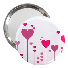 Heart Rosa Love Valentine Pink 3  Handbag Mirrors by HermanTelo