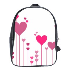 Heart Rosa Love Valentine Pink School Bag (xl)