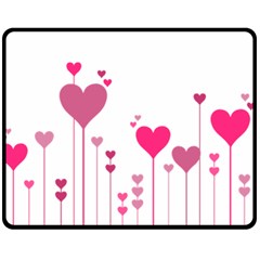 Heart Rosa Love Valentine Pink Double Sided Fleece Blanket (medium) 