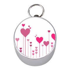 Heart Rosa Love Valentine Pink Mini Silver Compasses by HermanTelo