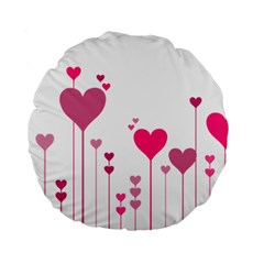 Heart Rosa Love Valentine Pink Standard 15  Premium Flano Round Cushions