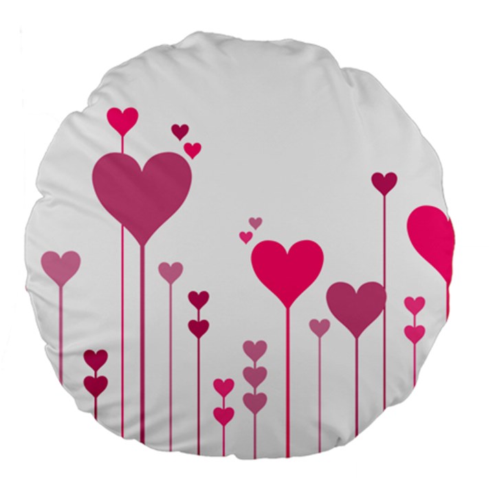 Heart Rosa Love Valentine Pink Large 18  Premium Flano Round Cushions