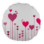 Heart Rosa Love Valentine Pink Large 18  Premium Flano Round Cushions Back