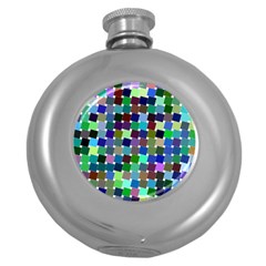 Geometric Background Colorful Round Hip Flask (5 Oz)