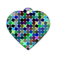 Geometric Background Colorful Dog Tag Heart (one Side)