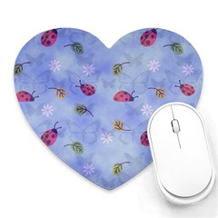 Ladybug Blue Nature Heart Mousepads