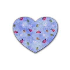 Ladybug Blue Nature Rubber Coaster (heart) 