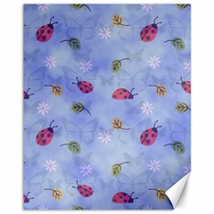 Ladybug Blue Nature Canvas 11  X 14  by HermanTelo