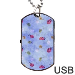 Ladybug Blue Nature Dog Tag Usb Flash (two Sides)