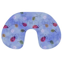 Ladybug Blue Nature Travel Neck Pillow by HermanTelo