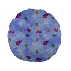 Ladybug Blue Nature Standard 15  Premium Flano Round Cushions