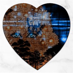 Landscape Woman Magic Evening Jigsaw Puzzle (heart) by HermanTelo