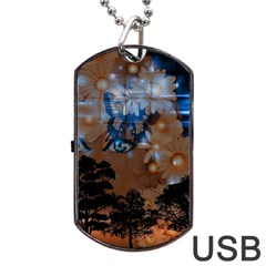 Landscape Woman Magic Evening Dog Tag Usb Flash (one Side)