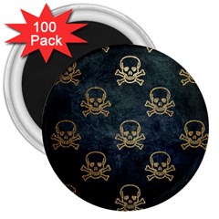 Golden Glitter Skeleton Gothic 3  Magnets (100 Pack) by HermanTelo