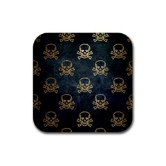 Golden Glitter Skeleton Gothic Rubber Coaster (square)  by HermanTelo