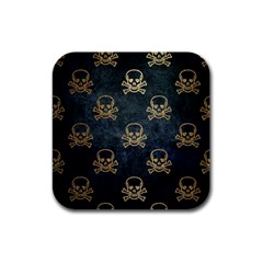 Golden Glitter Skeleton Gothic Rubber Square Coaster (4 Pack)  by HermanTelo