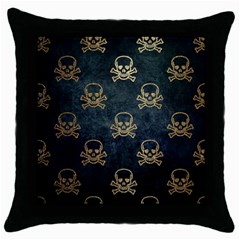 Golden Glitter Skeleton Gothic Throw Pillow Case (black) by HermanTelo