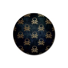 Golden Glitter Skeleton Gothic Rubber Round Coaster (4 Pack)  by HermanTelo