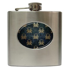 Golden Glitter Skeleton Gothic Hip Flask (6 Oz)