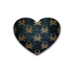 Golden Glitter Skeleton Gothic Rubber Coaster (heart)  by HermanTelo