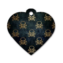 Golden Glitter Skeleton Gothic Dog Tag Heart (two Sides) by HermanTelo