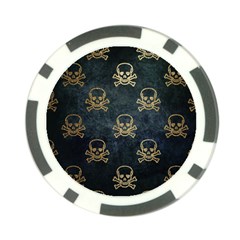 Golden Glitter Skeleton Gothic Poker Chip Card Guard