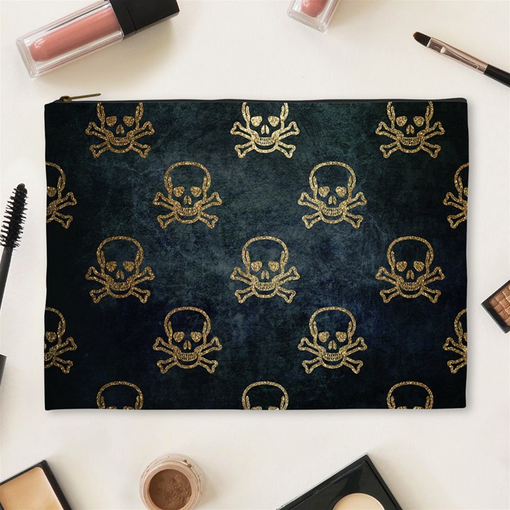 Golden Glitter Skeleton Gothic Cosmetic Bag (XL)