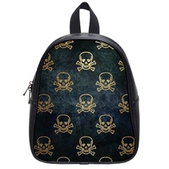 Golden Glitter Skeleton Gothic School Bag (small)