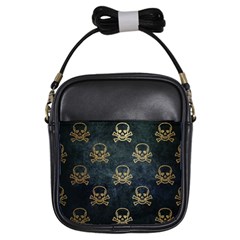 Golden Glitter Skeleton Gothic Girls Sling Bag