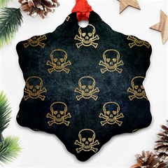 Golden Glitter Skeleton Gothic Snowflake Ornament (two Sides)