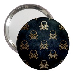 Golden Glitter Skeleton Gothic 3  Handbag Mirrors by HermanTelo