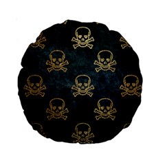 Golden Glitter Skeleton Gothic Standard 15  Premium Round Cushions