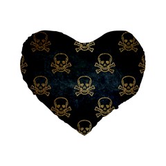 Golden Glitter Skeleton Gothic Standard 16  Premium Heart Shape Cushions