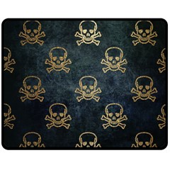 Golden Glitter Skeleton Gothic Double Sided Fleece Blanket (medium)  by HermanTelo