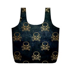 Golden Glitter Skeleton Gothic Full Print Recycle Bag (m)